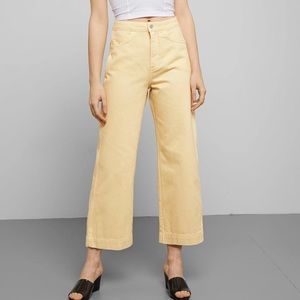 Weekday Yellow Vida High Waisted Wide Leg Pants